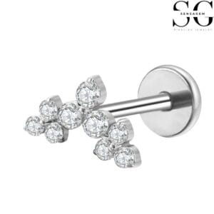 SGYS1005 F-136 Titanium Trinity Gem Cluster Labret Piercing