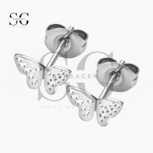 SG19045 Titanium Piercing Studs: Elegant Hollow Butterfly