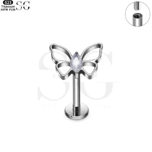 SG4004 Implant Grade F-136 Titanium Butterfly Outline Labret