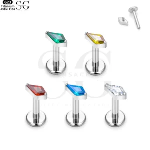 SG4009 Titanium Colored Fancy Zircon Internal Thread Labret