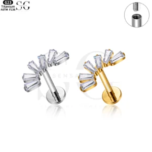 SG4013 Implant Grade F-136 Titanium Radial Baguette Labret