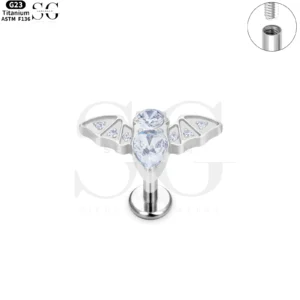 SG4016 Titanium Internally Threaded Bat Labret Piercing