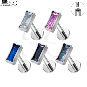 SG4032 Implant Grade Titanium Internally Threaded Single Gem Labret Series