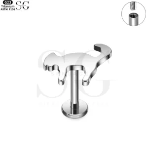 SG4034 Titanium Internally Threaded Cat Silhouette Labret Stud