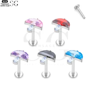SG4095 Titanium Internally Threaded Zircon Mushroom Labret