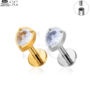 SG4110 Titanium Internally Threaded Trillion Zircon Labret Stud
