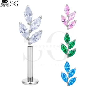 SG4121 Titanium Internally Threaded Marquise Zircon Cluster Labret Stud