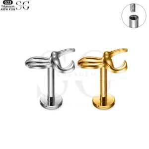 SG4129 Titanium Internally Threaded Abstract Bird Labret Stud
