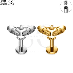 SG4134 Titanium Internally Threaded Detailed Flying Eagle Labret Stud
