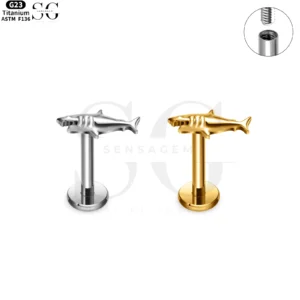 SG4140 Titanium Internally Threaded Sculpted Shark Piercing Top