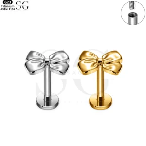 SG4173 Elegant Bow Titanium Labret Stud – Internal Thread