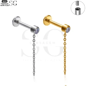 SG4179 Chain Zircon Titanium Labret – Internally Threaded