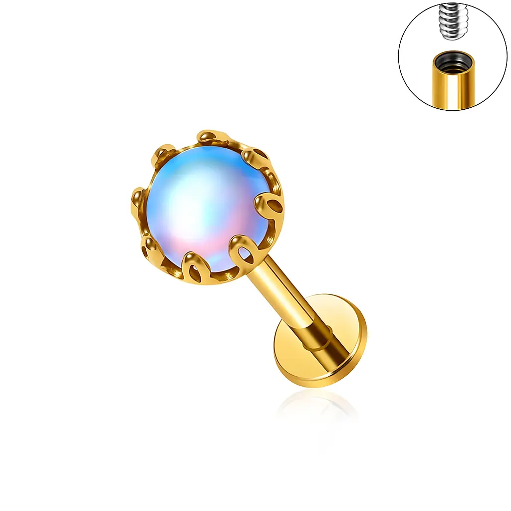 SG4357 ASTM F136 Implant Grade Titanium Moonstone Labret - Image 2