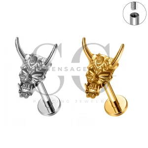 SG4363 ASTM F136 Implant Grade Titanium Oni Hannya Mask Labret