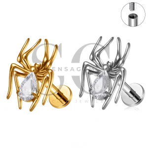 SG4365 ASTM F136 Implant Grade Titanium Gothic Spider Labret