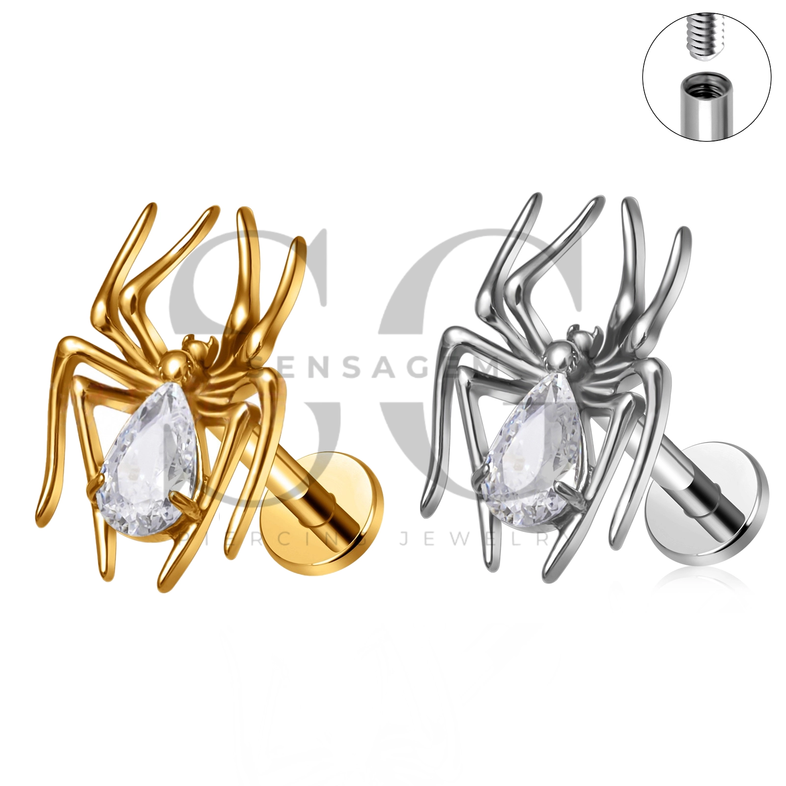 SG4365 ASTM F136 Implant Grade Titanium Gothic Spider Labret