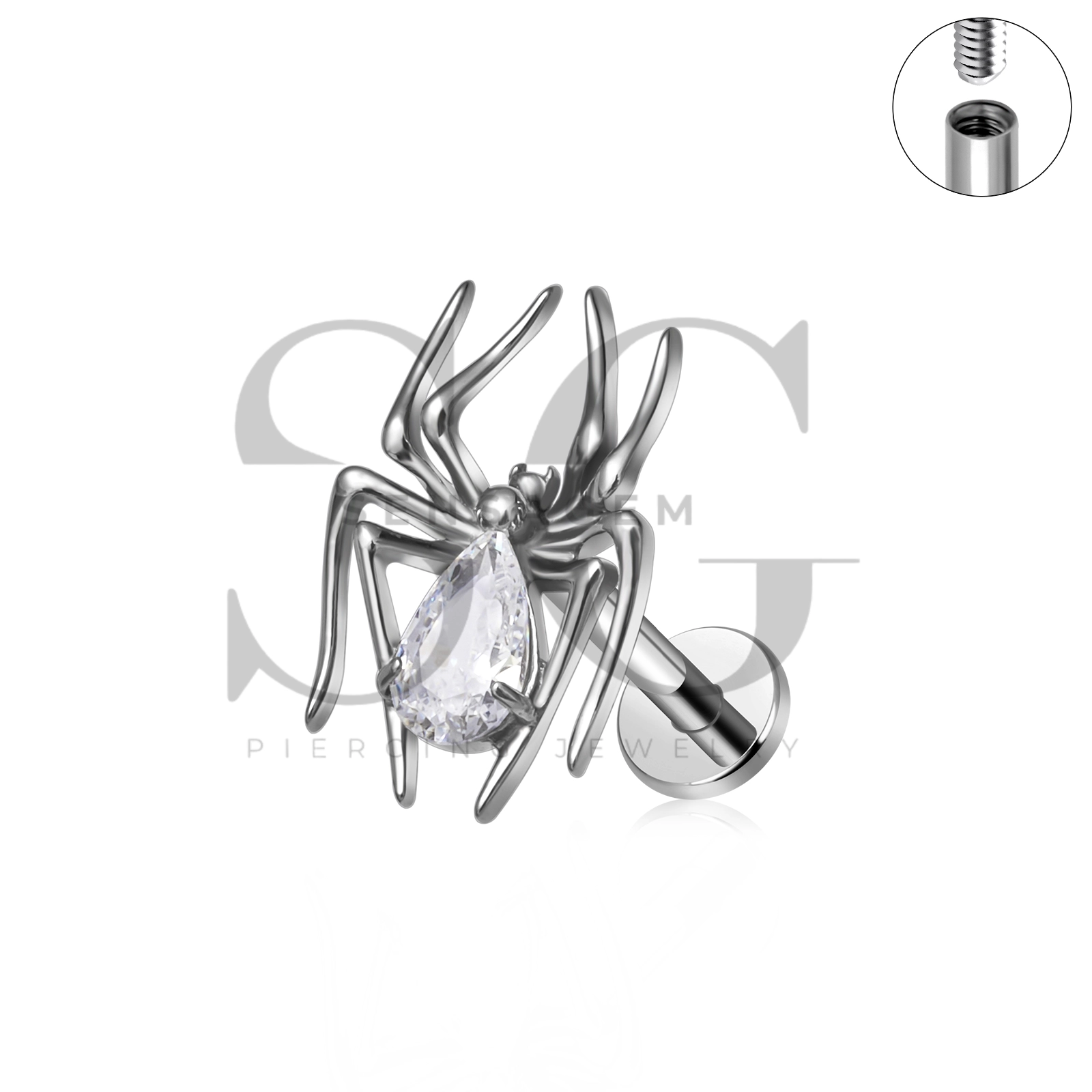 SG4365 ASTM F136 Implant Grade Titanium Gothic Spider Labret - Image 2