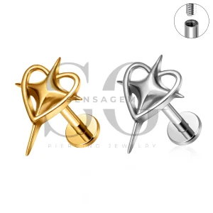 SG4366 ASTM F136 Implant Grade Titanium Starburst Heart Labret