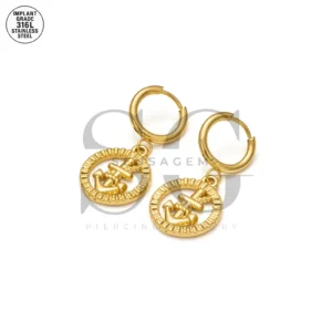 SG9069 Gold Geometric Faceted Heart 316L Stainless Steel Huggie Hoops