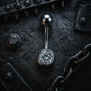 SGYS5002 Externally Threaded Clear CZ Belly Button Ring