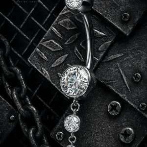 SGYS5004 Internally Threaded Belly Button Ring With Round Zircon