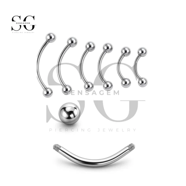 SGYS8002/SGYST04 F-136 Titanium Externally Threaded Curved Barbell