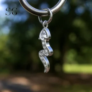 SGYS8041 Titanium Micro-Paved Zircon Snake Dangle Charm
