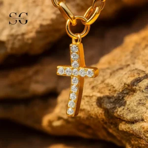 SGYS8042 Titanium Micro-Paved Zircon Cross Dangle Charm