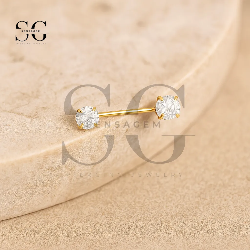 SGYS9031 Titanium Internally Theraded Round Zircon Nipple Jewelry – Bild 2