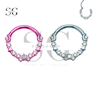 SG3259 Implant Grade F-136 Titanium Spiked Clicker Ring Anodized Jewelry