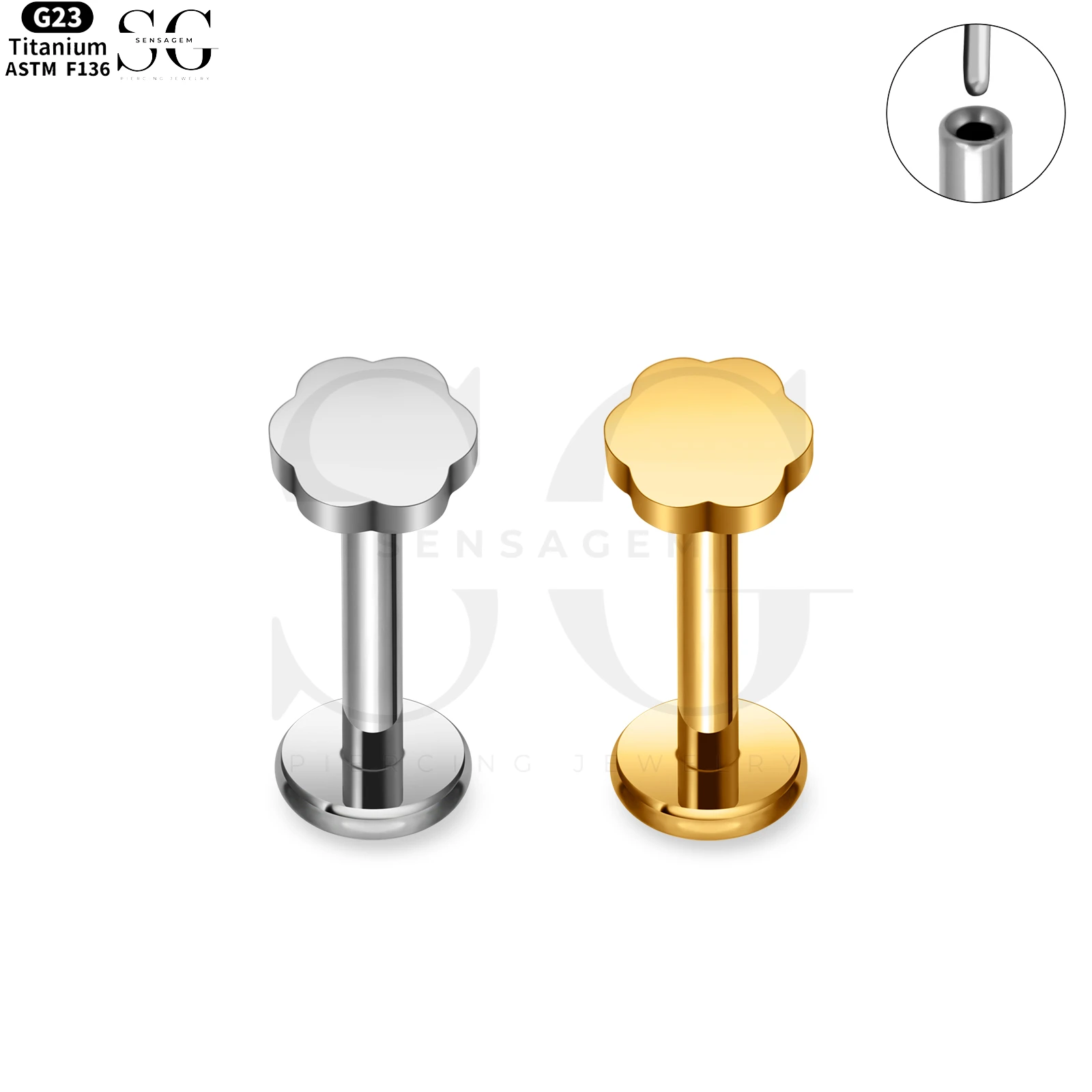 SG4025 Flower/Clover Flat Back Labret Cartilage Piercing