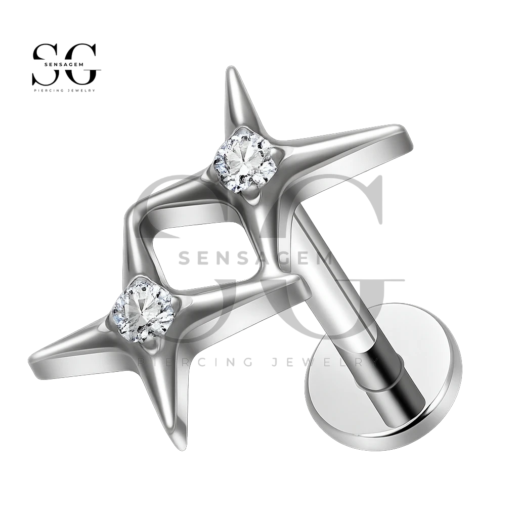 SG4388 Implant Grade F-136 Titanium Dual Star Labret