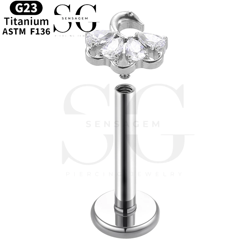 SGYS1021 Pave CZ Swan Flat Back Labret Cartilage Piercing - Image 2