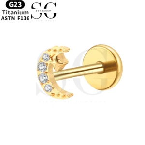 SGYS1023 Curved CZ Tiara Flat Back Labret Cartilage Stud