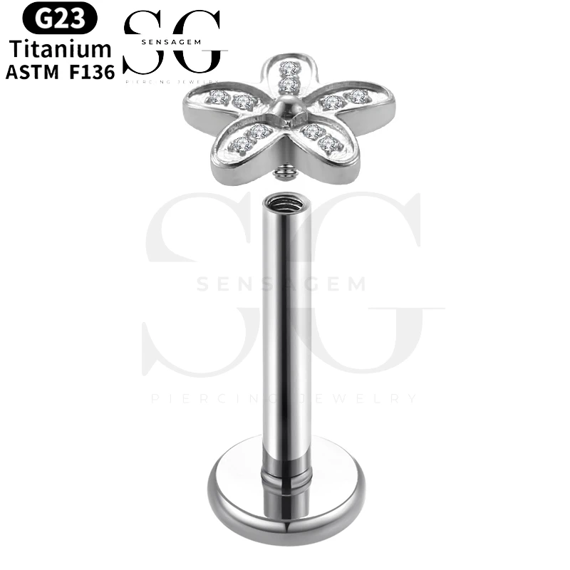 SGYS1027 Pave CZ Music Note Flat Back Labret Cartilage Stud - Afbeelding 2