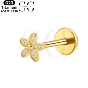 SGYS1027 Pave CZ Music Note Flat Back Labret Cartilage Stud