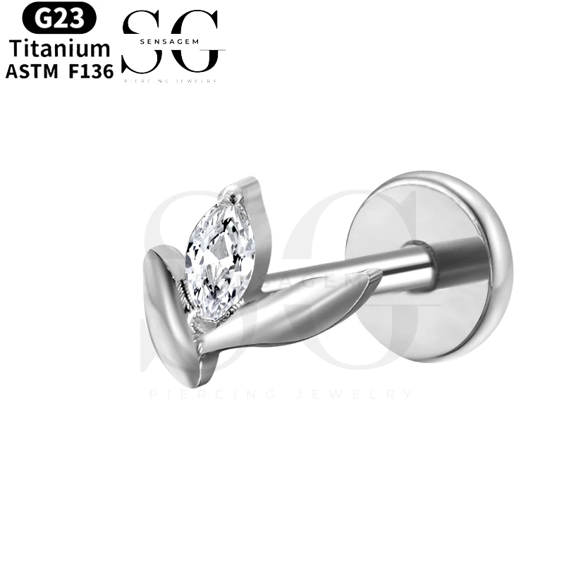 SGYS1028 Pave CZ Flower Flat Back Labret Cartilage Stud