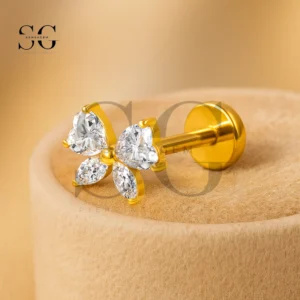 SGYS1034 CZ Butterfly Bow Flat Back Labret Cartilage Piercing