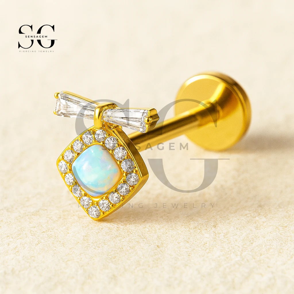 SGYS1039 CZ Butterfly Bow Flat Back Labret Cartilage Piercing