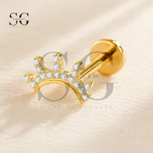 SGYS1040 Titanium Internally Threaded Triple Baguette CZ Crown Labret