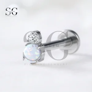 SGYS1045 Lavender Pear CZ Trinity Flat Back Labret Piercing