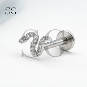 SGYS1059 Paved CZ Snake Internally Threaded Labret Piercing