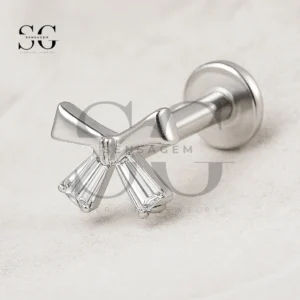 SGYS1061 Titanium Crossed Crystal Internal Thread Stud