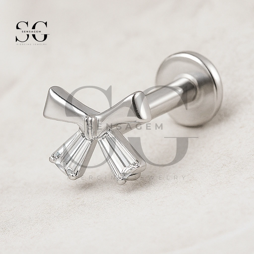 SGYS1061 Titanium Crossed Crystal Internal Thread Stud