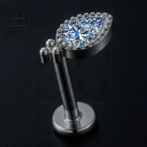 SGYS1070 Beaded Teardrop CZ Internally Threaded Labret