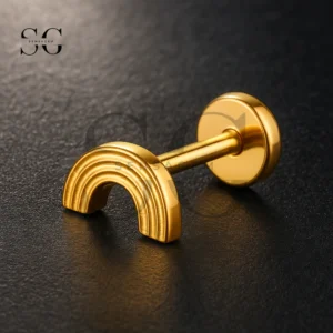 SGYS1102 Titanium Internal Thread Engraved Arch Stud