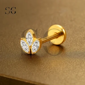 SGYS1104 Titanium Internal Thread Marquise CZ Top