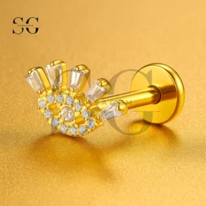 SGYS1131 Titanium CZ Pave Hand/Palm Internal Labret