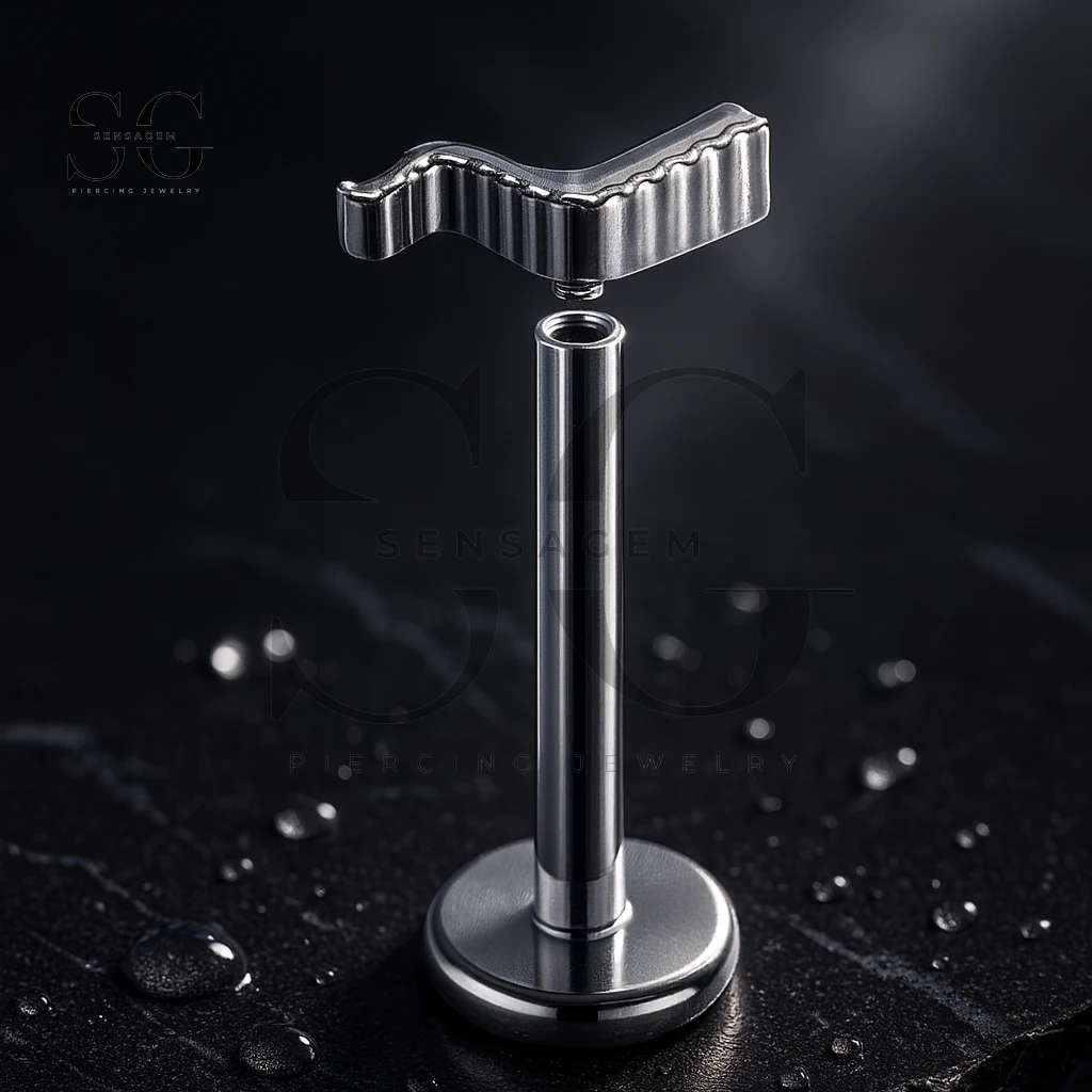 SGYS1141 Titanium Textured Snake Internal Labret - Image 2