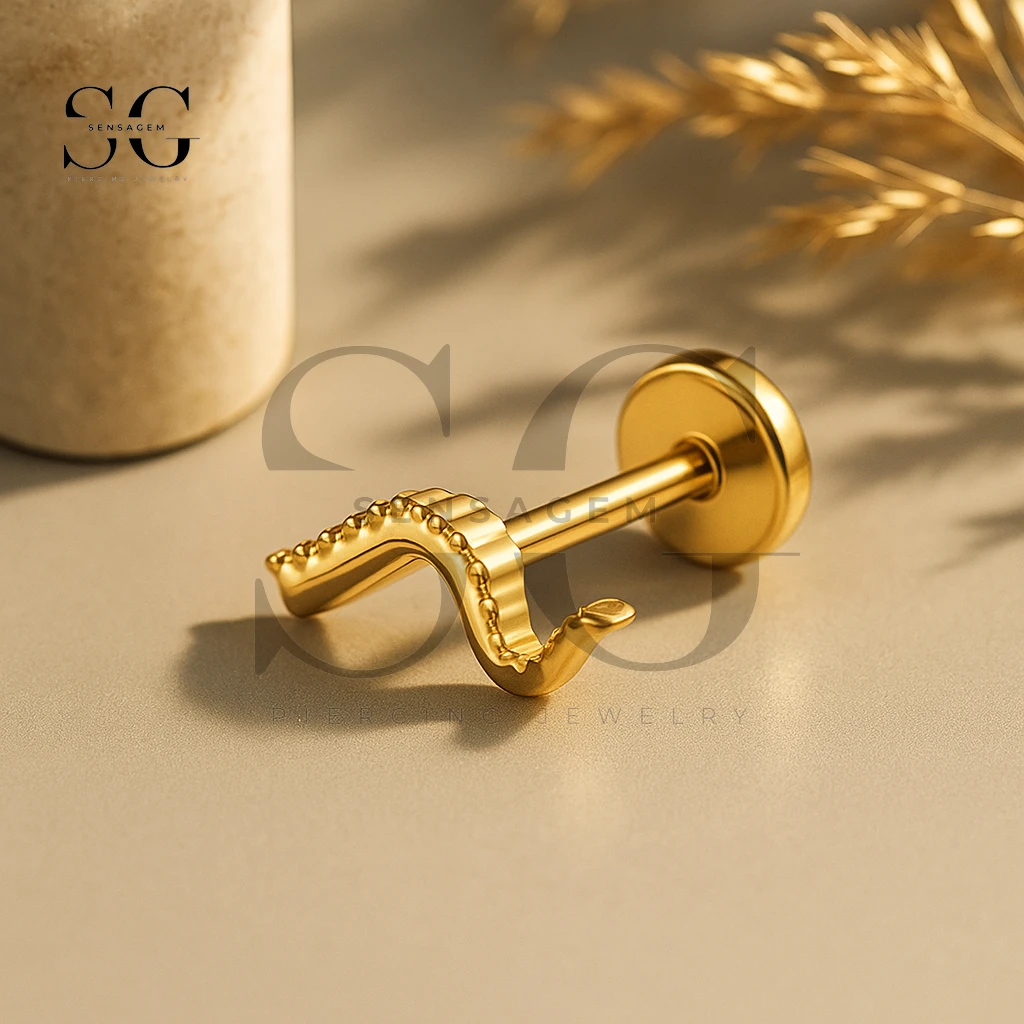 SGYS1141 Titanium Textured Snake Internal Labret